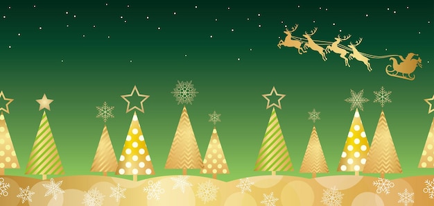 Christmas Abstract Seamless Forest Vector Illustration With Text Space. Horizontally Repeatable.