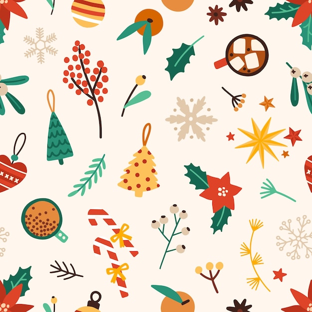 Christmas accessories seamless pattern