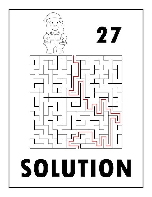 Christmas Activity Book, Maze Solution Active book. Maze coloring . Maze for kids, maze for children