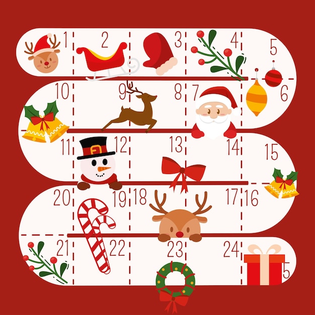 Christmas advent calendar with traditional objects Vector