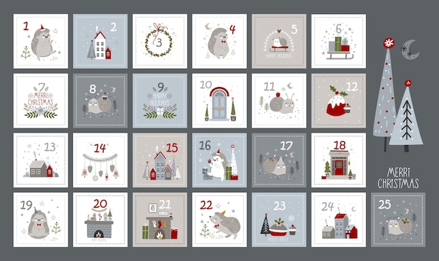 Vector christmas advent calendar