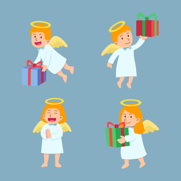 Christmas angel in flat design