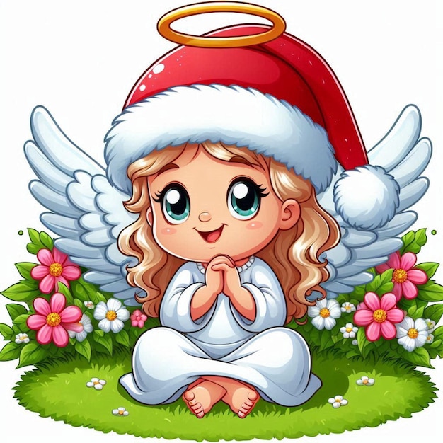 Vector christmas angels vector illustration white background