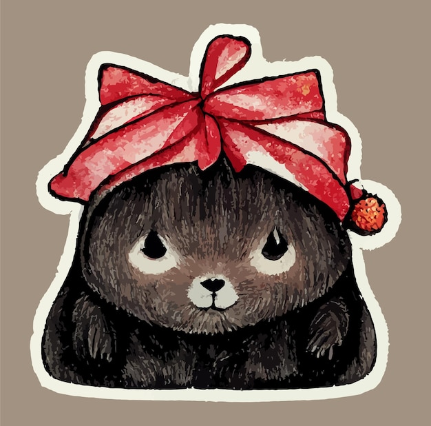 Christmas animal rodent marmot cute otter kawaii sticker christmas hat