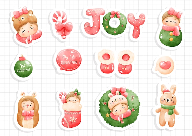 Christmas baby sticker, planner and scrapbook.