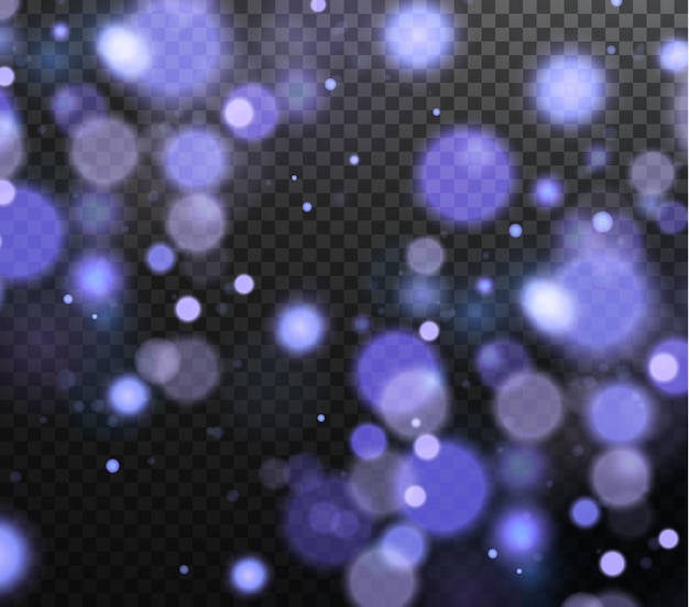 Christmas background. Powder PNG. Magic bokeh shines with blue dust. Small realistic glare.