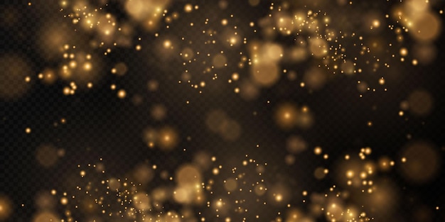 Christmas background. Powder PNG. Magic shining gold dust.