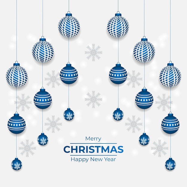 Christmas background with ball blue canvas background. merry christmas card. winter holiday theme