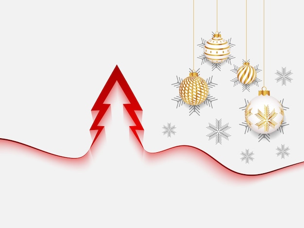 Christmas background with ball red canvas background. Merry christmas card. Winter holiday theme