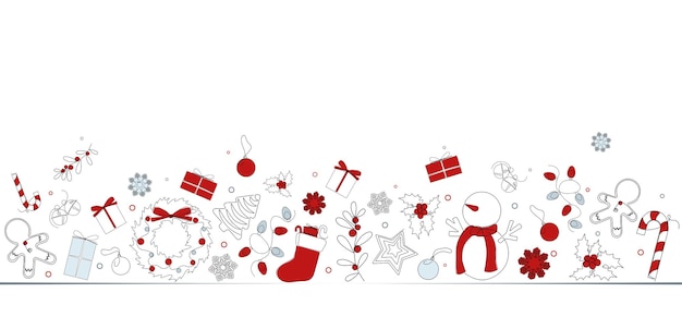 Christmas background with decorations in flat design