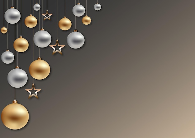 Christmas background with golden and silver balls