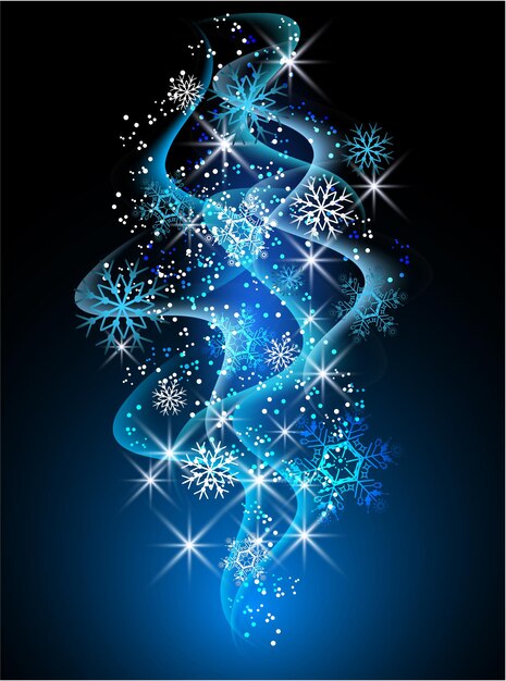 Christmas background with snowflakes and smoke