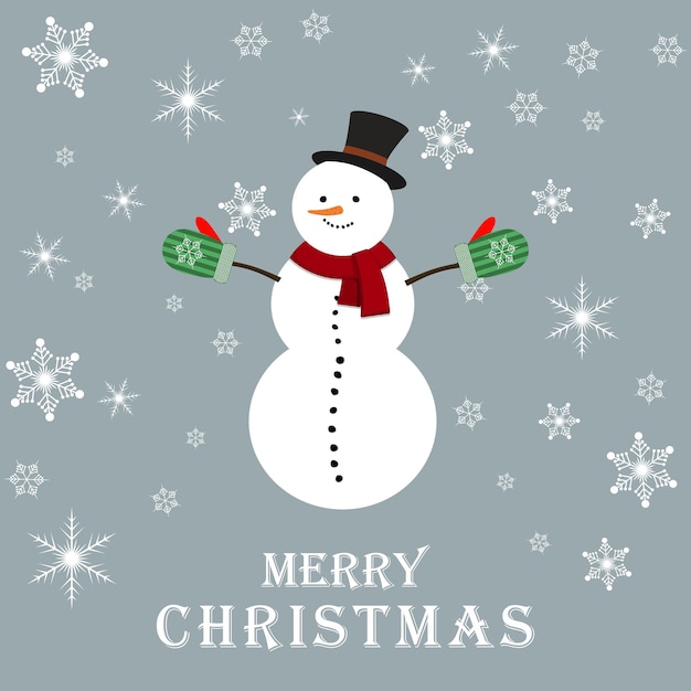 Christmas background with snowman Vector illustration