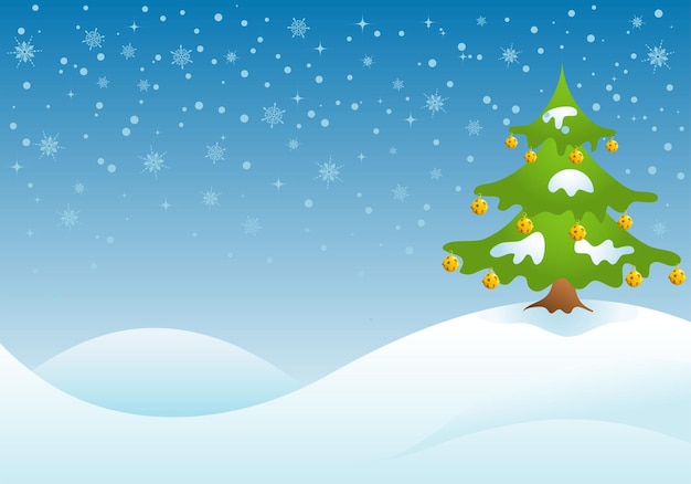 Christmas background with tree and bell, vector illustration