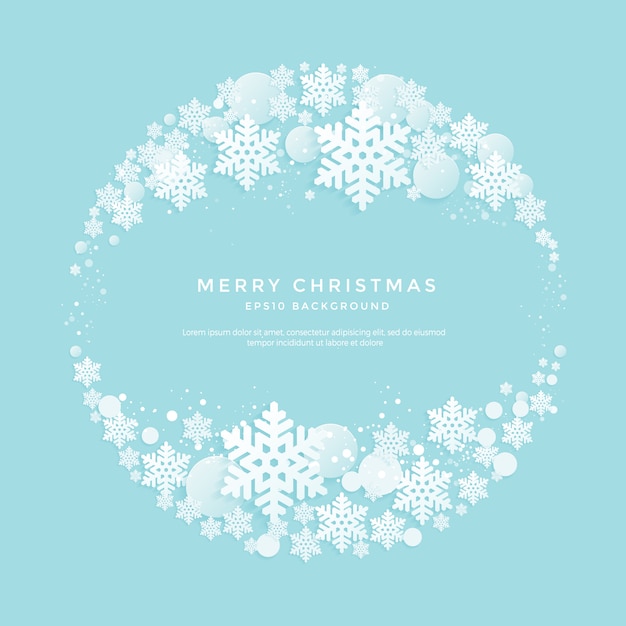 Christmas background with White snowflakes on a blue background