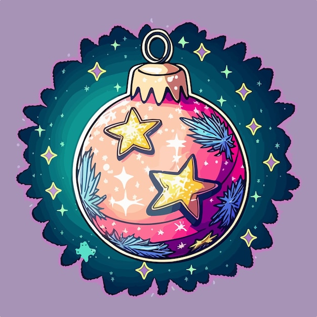 Christmas ball cartoon sticker xmas balls stickers collection Winter holidays