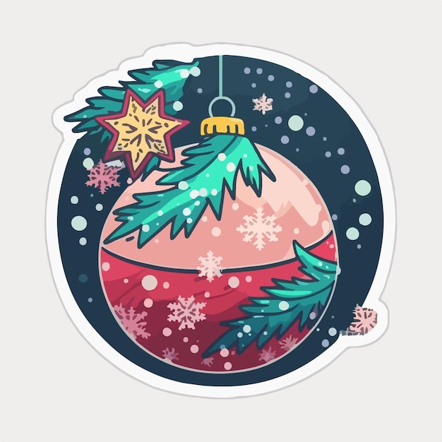 Christmas ball cartoon sticker xmas balls stickers with ornament Multicolor