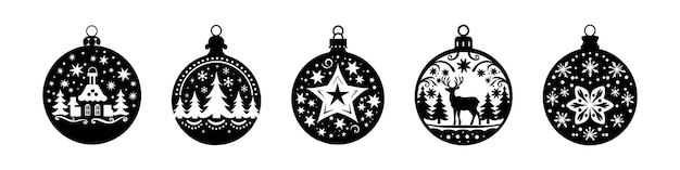 Christmas ball Christmas bauble vector buttons set