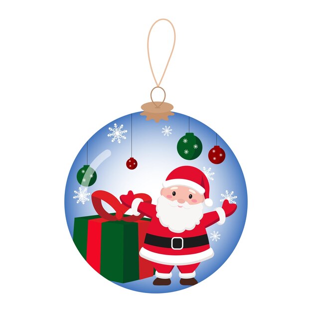 Vector christmas ball decoration santa with gifts around