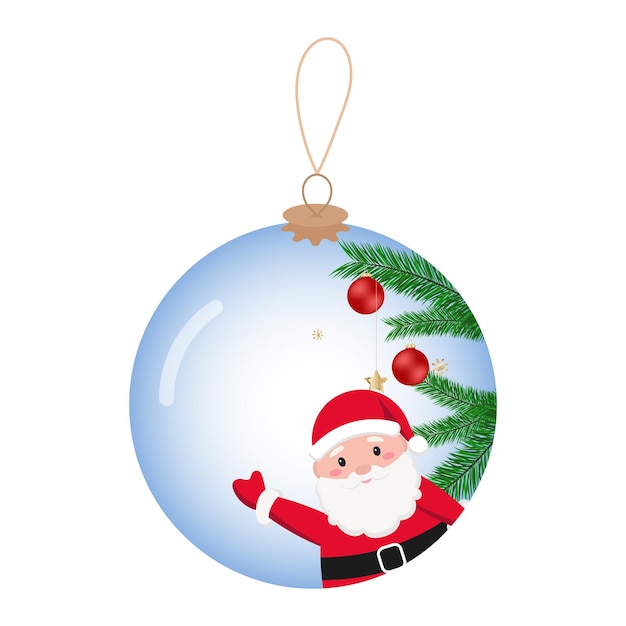 Vector christmas ball decoration santa with gifts around