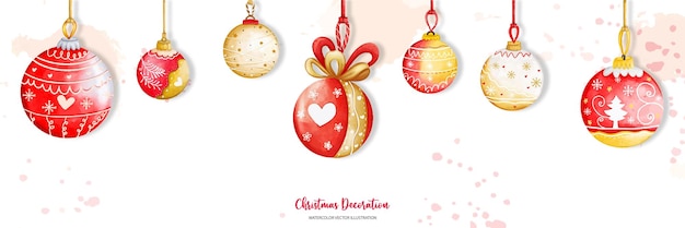 Christmas Ball hanging background Digital paint watercolor illustration