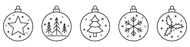 Christmas ball icon Christmas ball icons in flat linear design Vector icons