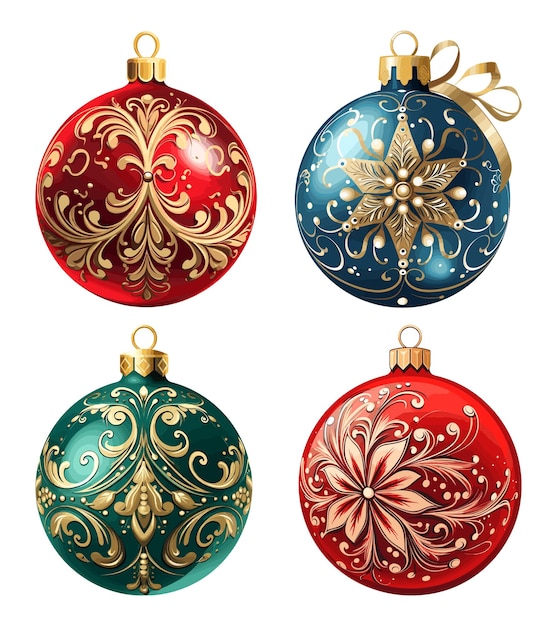 Christmas ball ornaments collection vector illustration