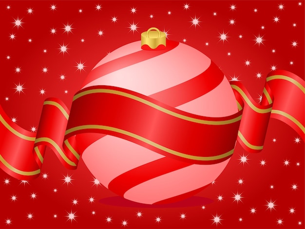 Christmas ball and ribbon red