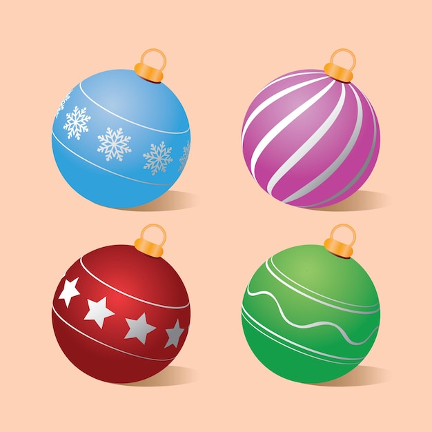 Christmas Ball set 3d vector illustration