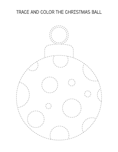 Christmas ball tracing worksheet for kids. Trace and color the Christmas bubble. Handwriting