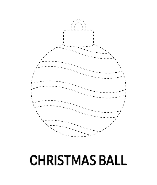 Christmas Ball tracing worksheet for kids