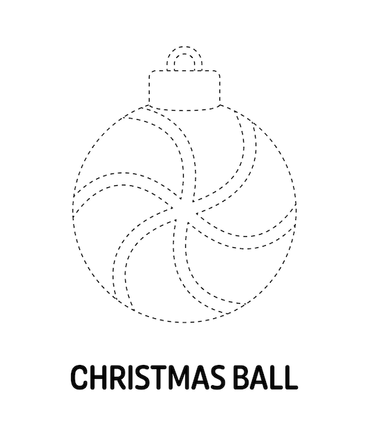 Christmas Ball tracing worksheet for kids