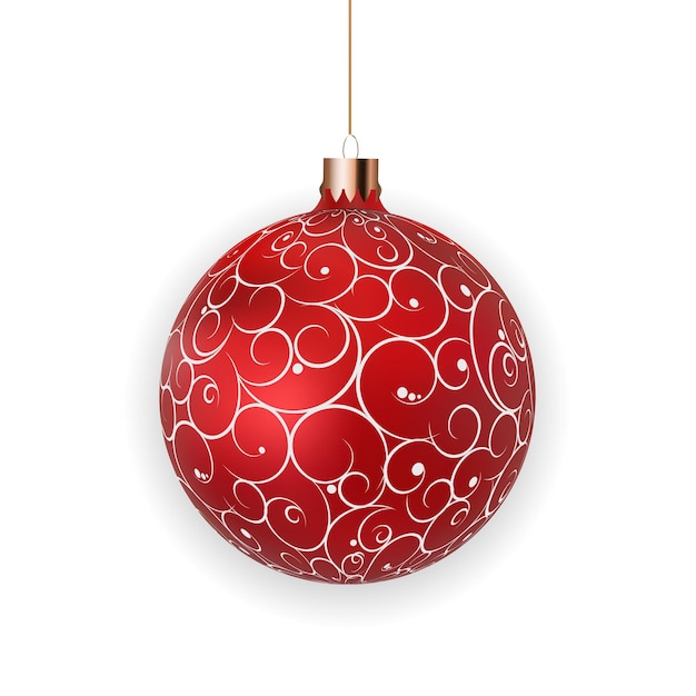 Christmas Ball with Ball and Ribbon on White Background Vector Illustration EPS10