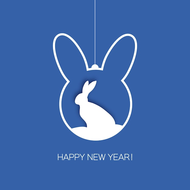 Christmas Ball with Rabbit Happy Chinese New Year 2023 Zodiac Rabbit sign year of the Rabbit Cute bunny Christmas time Blue