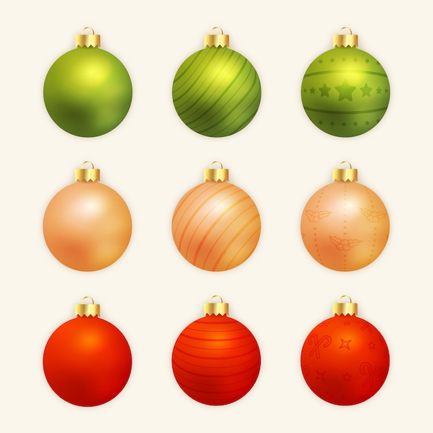 Christmas balls collection in realistic style