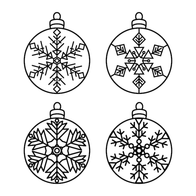 Christmas balls set New Year decorations Ppatterns with snowflakes laser cutting paper cut