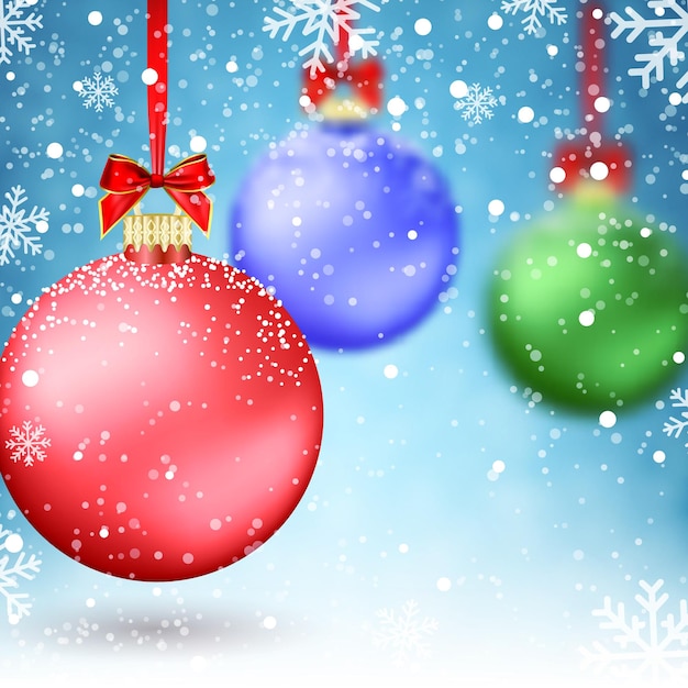 Christmas Balls . Xmas Decorations. Blur Xmas Baubles. concept for greeting or postal card. Vector illustration