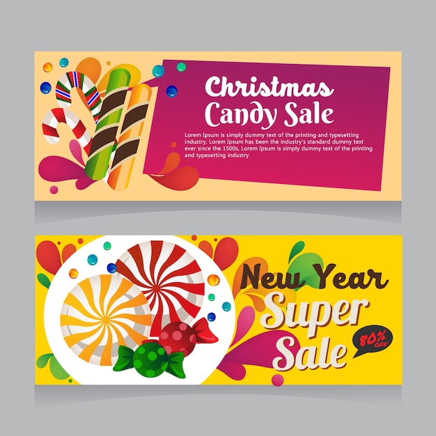 christmas banner promo with candy