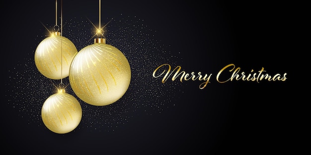 Christmas banner with a sparkling gold baubles design