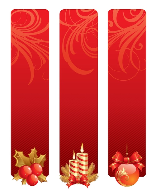 Christmas banners with holiday symbols