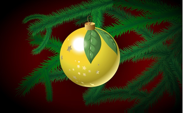 Vector christmas bauble on the branch illustration