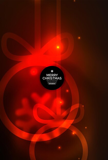 Vector christmas baubles vector magic dark background with glowing new year spheres holiday christmas template red color