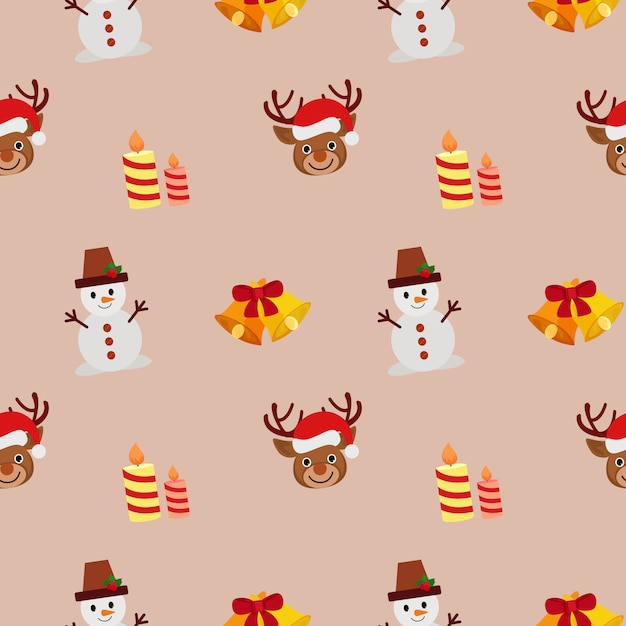 Christmas bell reindeer snowman pattern