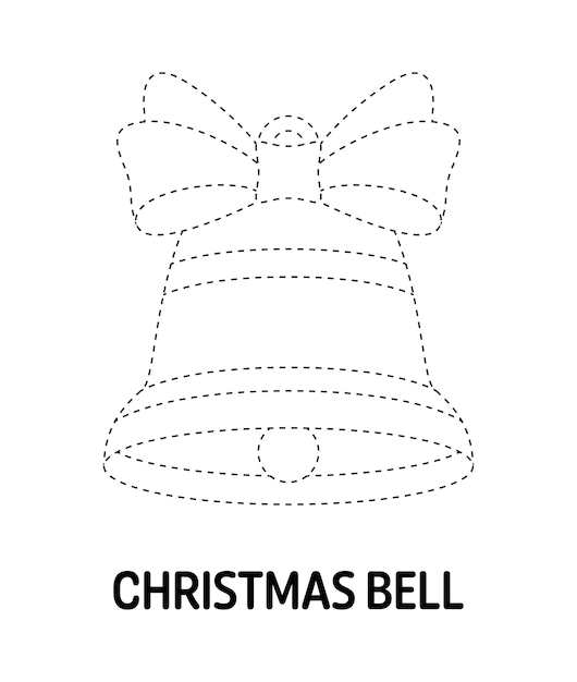 Christmas Bell tracing worksheet for kids