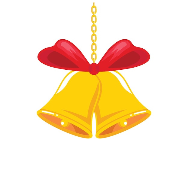 Christmas bells with red ribbon Vectors element concept design template