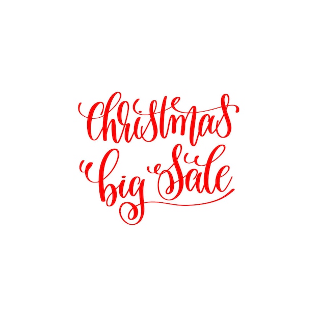 Christmas big sale red hand lettering inscription to christmas and new year celebration holiday