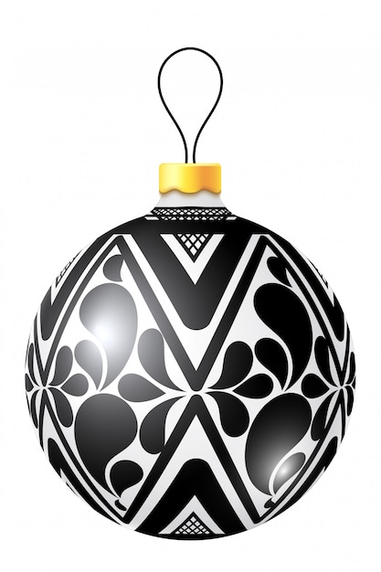 Christmas black and white ball on white background