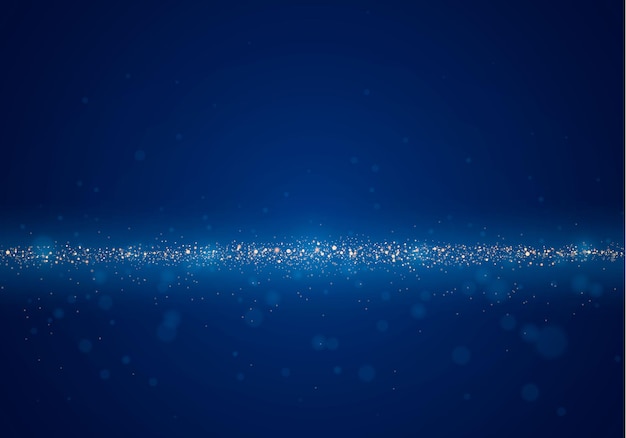 Christmas blue background Abstract blurred vector background with light glare bokeh and glowing particles Lighting effects of flash Abstract illustration Vector 