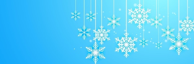 Christmas blue background with snow and snowflake Christmas card with snowflake border vector illustration