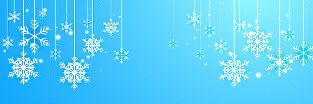 Christmas blue background with snow and snowflake Christmas card with snowflake border vector illustration